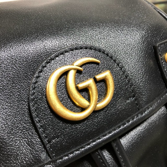 Gucci雙肩包 526908 古馳男士雙肩包 Gucci黑色真皮背包 Gucci旅行登山包  gqy2824